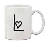 "L " Love Hearts Initial Monogram Personalized Letter L Ceramic Mug Coffe Cup 11 oz