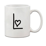 "L " Love Hearts Initial Monogram Personalized Letter L Ceramic Mug Coffe Cup 11 oz
