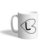 "L " Love Hearts Initial Monogram Personalized Letter L Ceramic Mug Coffe Cup 11 oz