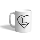 "L " Love Hearts Initial Monogram Personalized Letter L Ceramic Mug Coffe Cup 11 oz